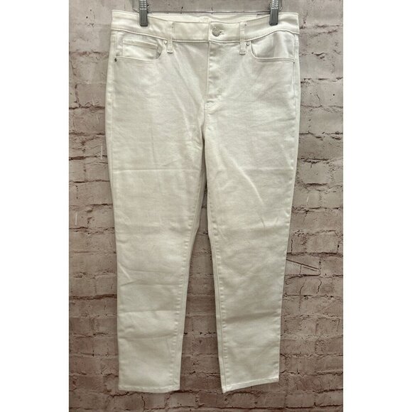 WHITE HOUSE BLACK MARKET WHBM The Slim Crop Jean Mid Rise Ivory Denim Size 8 NEW - Picture 1 of 5